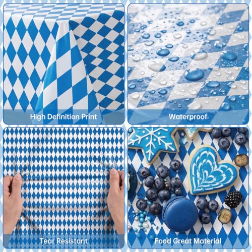 Hayfige 3 Pack Oktoberfest Tablecloth - Blue and White Checkered Tablecloth, German Beer Table Cloth Rectangular, Bavarian Table Cover for Beer Festival Oktoberfest Decorations Party, 54 x 108 inch - image 4