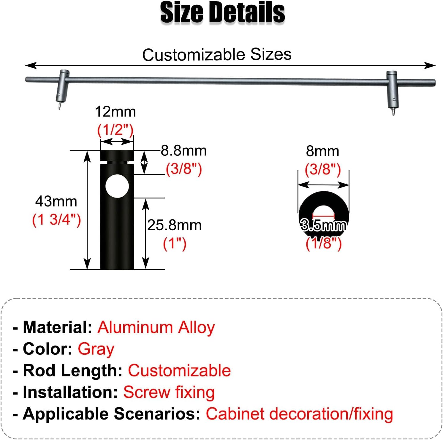 Adjustable Aluminum Alloy Shelf Railing - 3 Pcs Tipping Guard Rails for Kitchen & Bathroom Cabinets, 17in Gray, Durable Storage Solution for Shoes & Accessories
