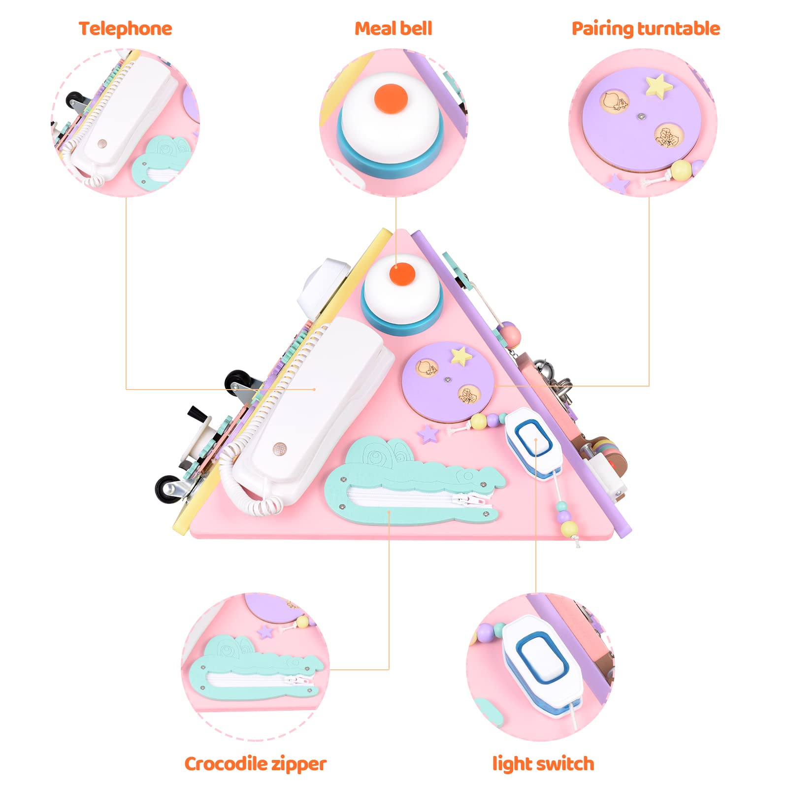 Montessori Busy Board, Motorikbrett Motorikspielzeug zum Lernen Feinmotorik Aktivitätsbrett Skills Board Pyramide Activity Bord Sensorische Spielzeuge für Kleinkinder im Alter von 1–3 Jahren