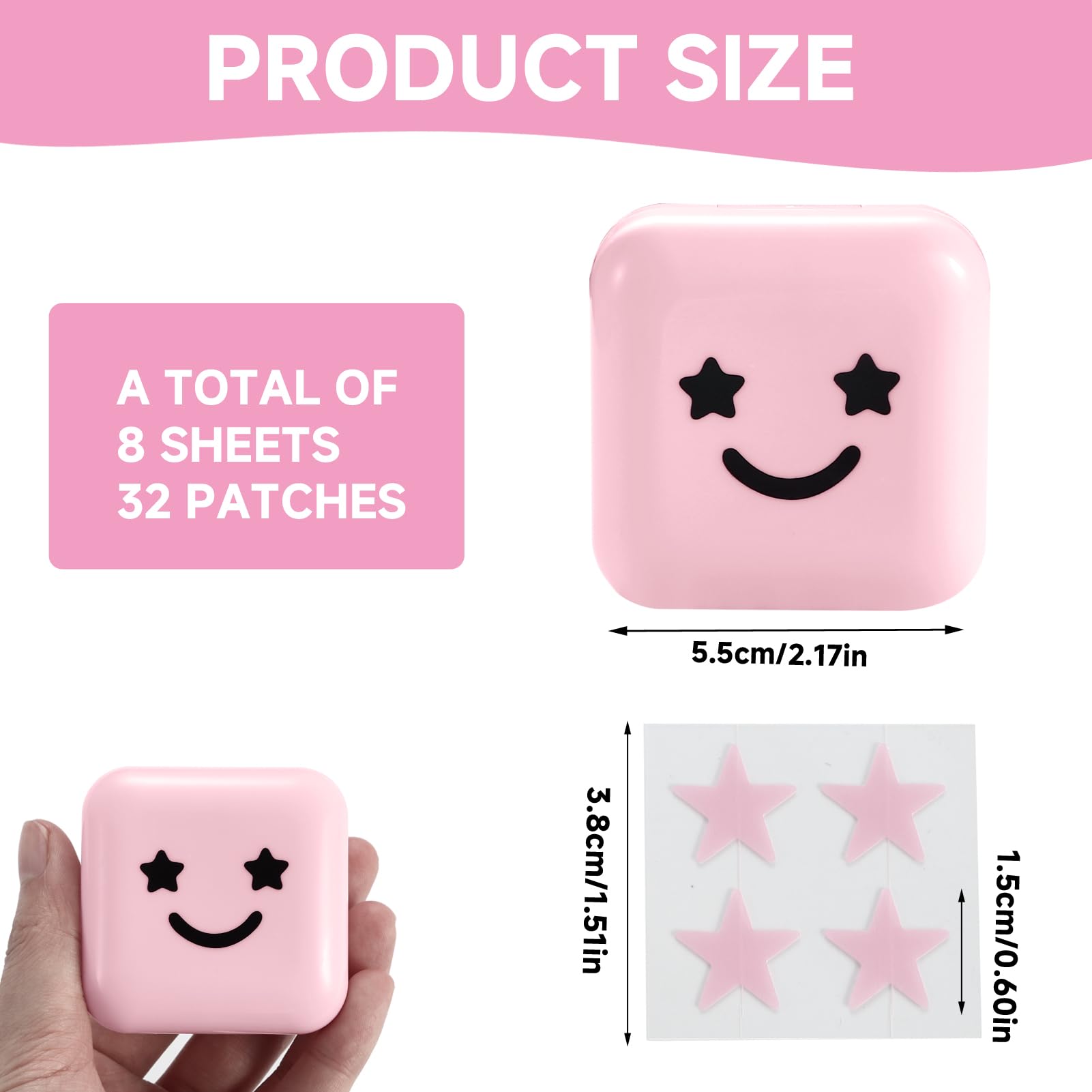 AHRLIC 32PCS Star Pimple Patches for Face Cute Hydrocolloid Pimple Patches, Sticky Spot Stickers with Compact Mirror - Image 2