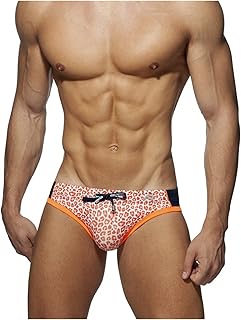 Sunga Homens Moda Digital Swimwear Masculino Impresso Swim Trunks Men's Bikini Sexy Swim Trunks Leopard Swim Trunks Beach Surf Swimwear (Color : Orange, Size : XL)