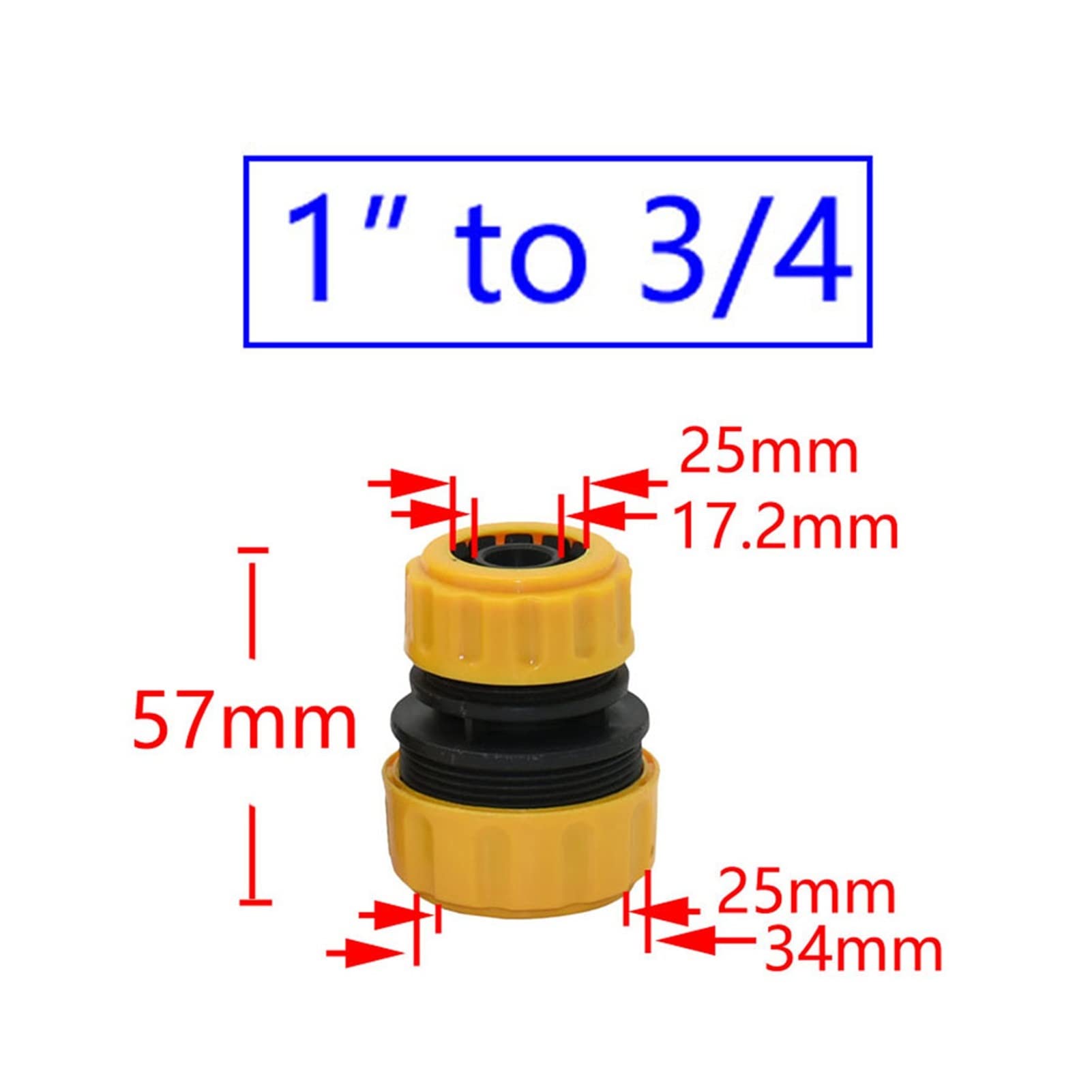 Conexión de agua de pulverización 1 "a 3/4 a 1/2 pulgadas Reductor de manguera de jardín 33 mm 20 mm 16 mm accesorios de riego de manguera con tuercas de bloqueo 20 piezas (Color : 1I2 to 3I4)