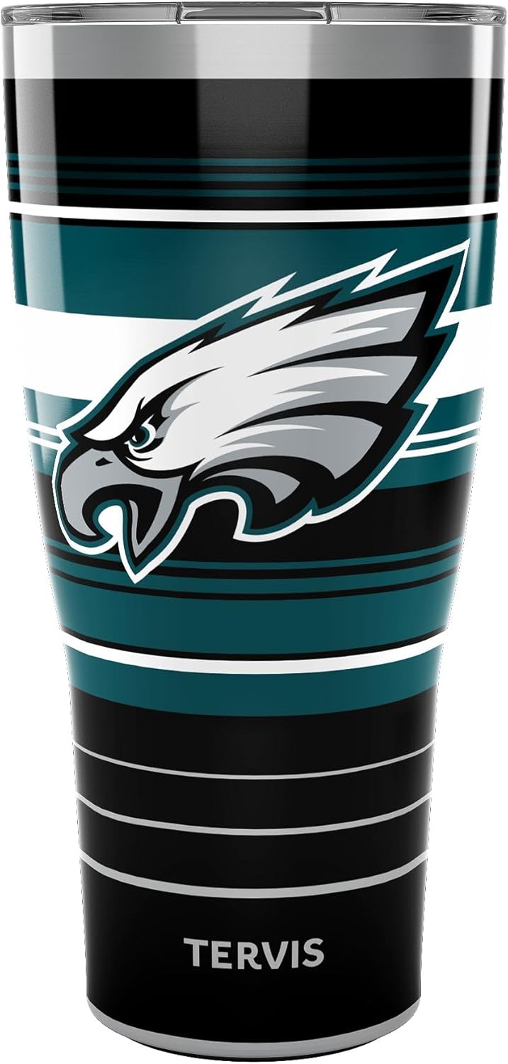 Tervis Traveler NFL Philadelphia Eagles - Hype Stripes Triple Insulated Insulated Tumbler Travel Cup Keeps Drinks Cold & Hot, 30oz, Stainless Steel