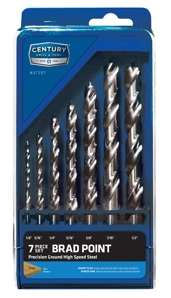 Century Drill & Tool 37207 Brad Point Drill Bit Set, 7 Piece