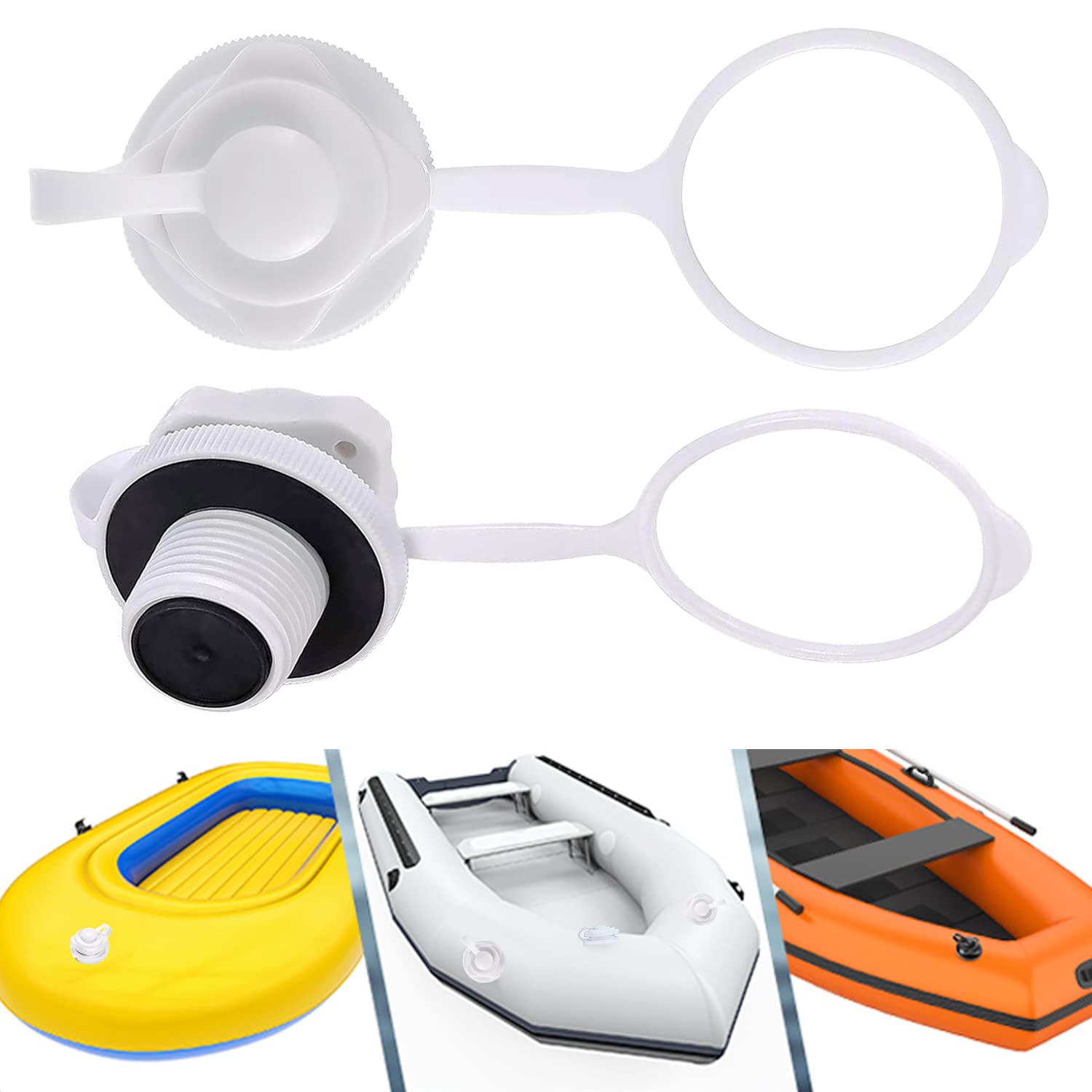 Lot De 2 Bouchons De Valve Pour Bateaux Gonflables - Accessoires Étanches Pour Kayak, Paddle, Radeau (PVC Gris) - 7