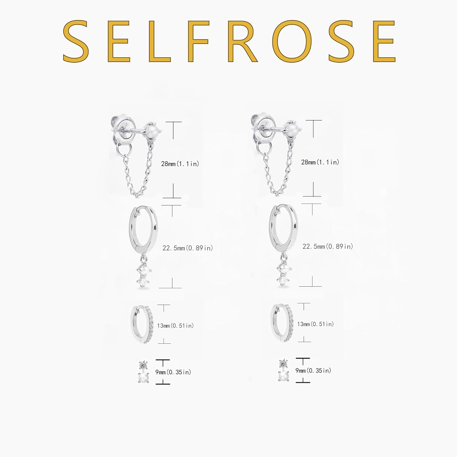 Stack Earrings For Women,Dainty 14K Gold Plated Pearl Hoop Huggie Earring Set Cute Chain Cartilage Earring Stack Trendy Hypoallergenic Long Drop Stud Earrings Jewelry - Image 3