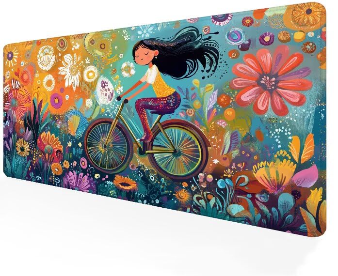 Tapis de souris gamer 900x400mm XXL avec dessin animé coloré et bords cousus