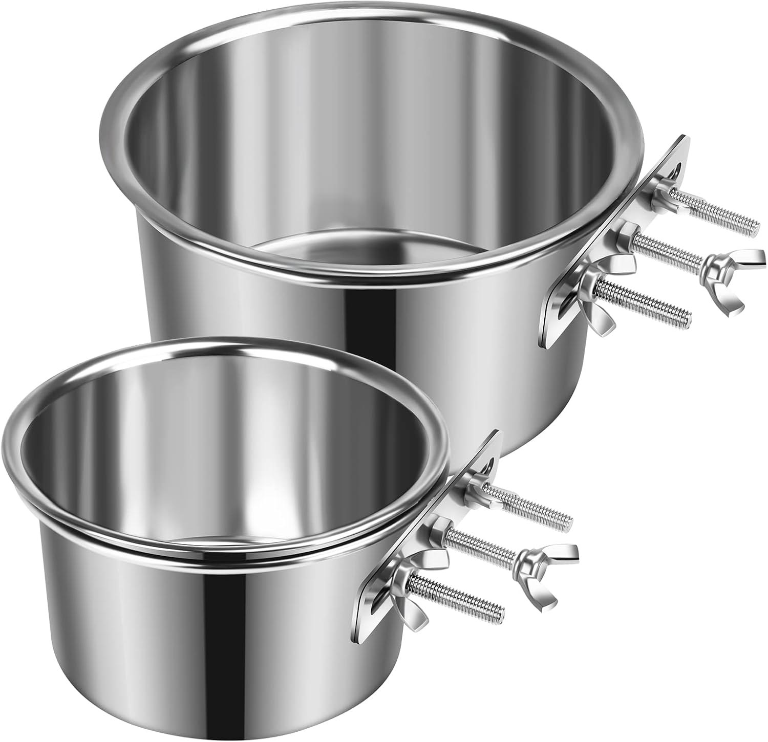 Yummy Sam 2 Pcs Large Dog Food Water Bowl for Cage with Upgraded Clamp Holder, Pet