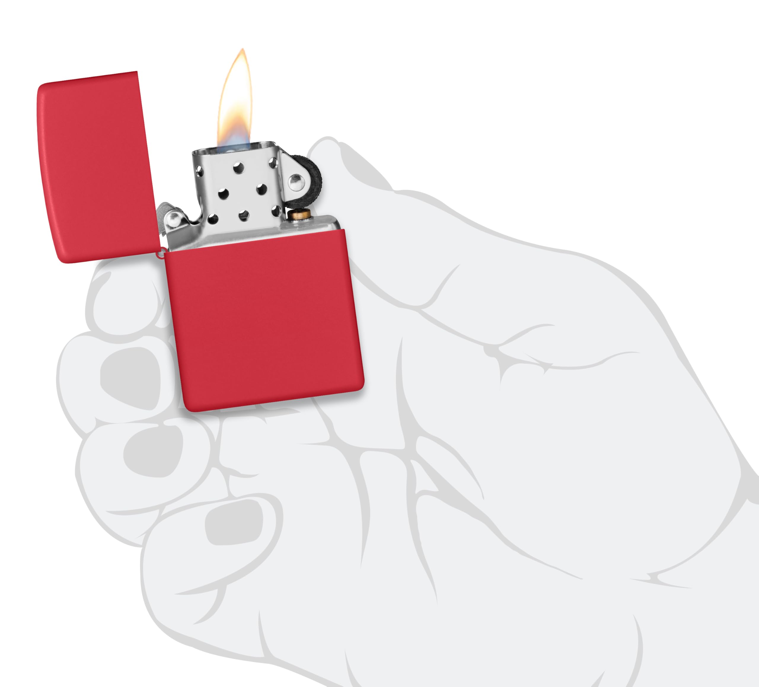 Zippo Sturmfeuerzeug - Modell Flame - Red Matte Finish mit Lasergravur - Nachfüllbar - Wiederverwendbar - Windfestes Design - Geschenkbox - Made in USA – Bild 5