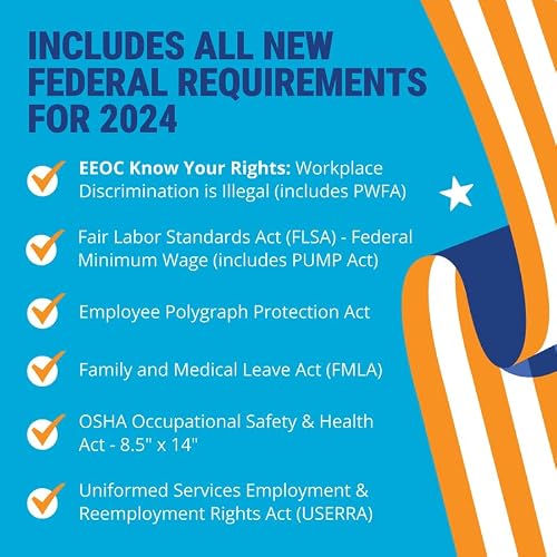 2024 Latest California Labor Law Poster - State, Federal, OSHA Compliant - Workplace Required Posting for Employees - English Employment Poster- UV Laminated Waterproof - 25.5" x 40”- English - Thumbnail 3