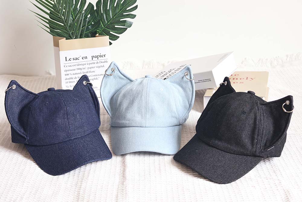 Amazon.com: Y2K Fox Ears Baseball Cap with Iron Ring Unisex Denim