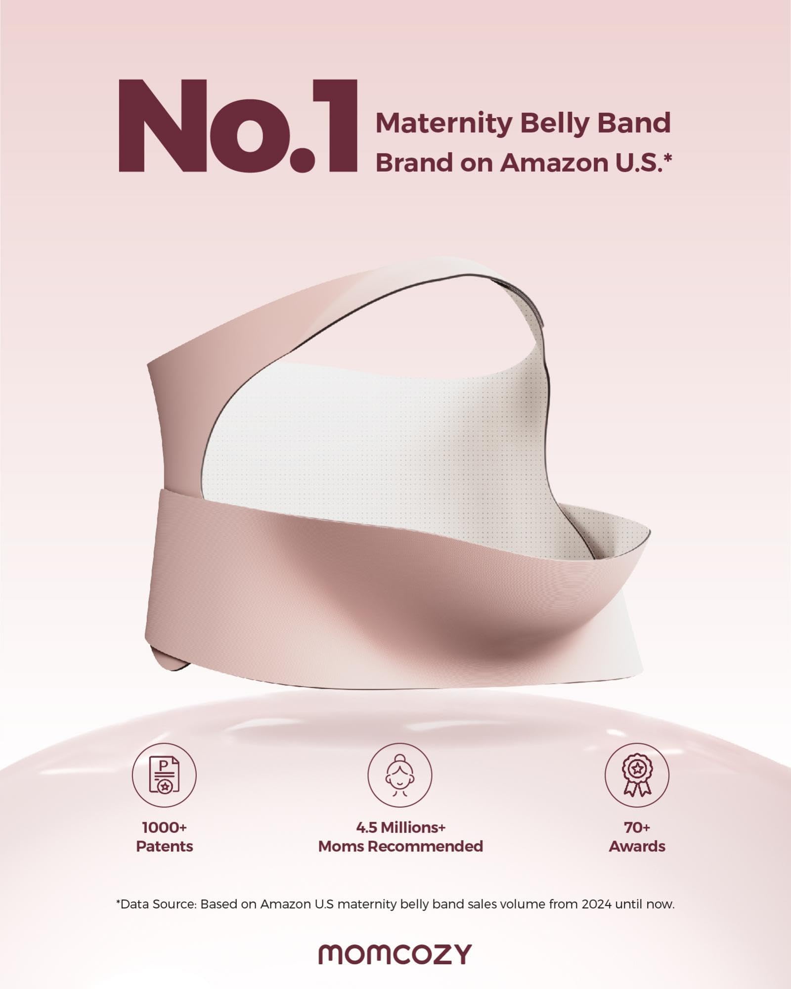 Momcozy Opaska na brzuch dla kobiet w ciąży z ergonomicznym podparciem – niewidoczna i oddychająca na plecy, brzuch i talię