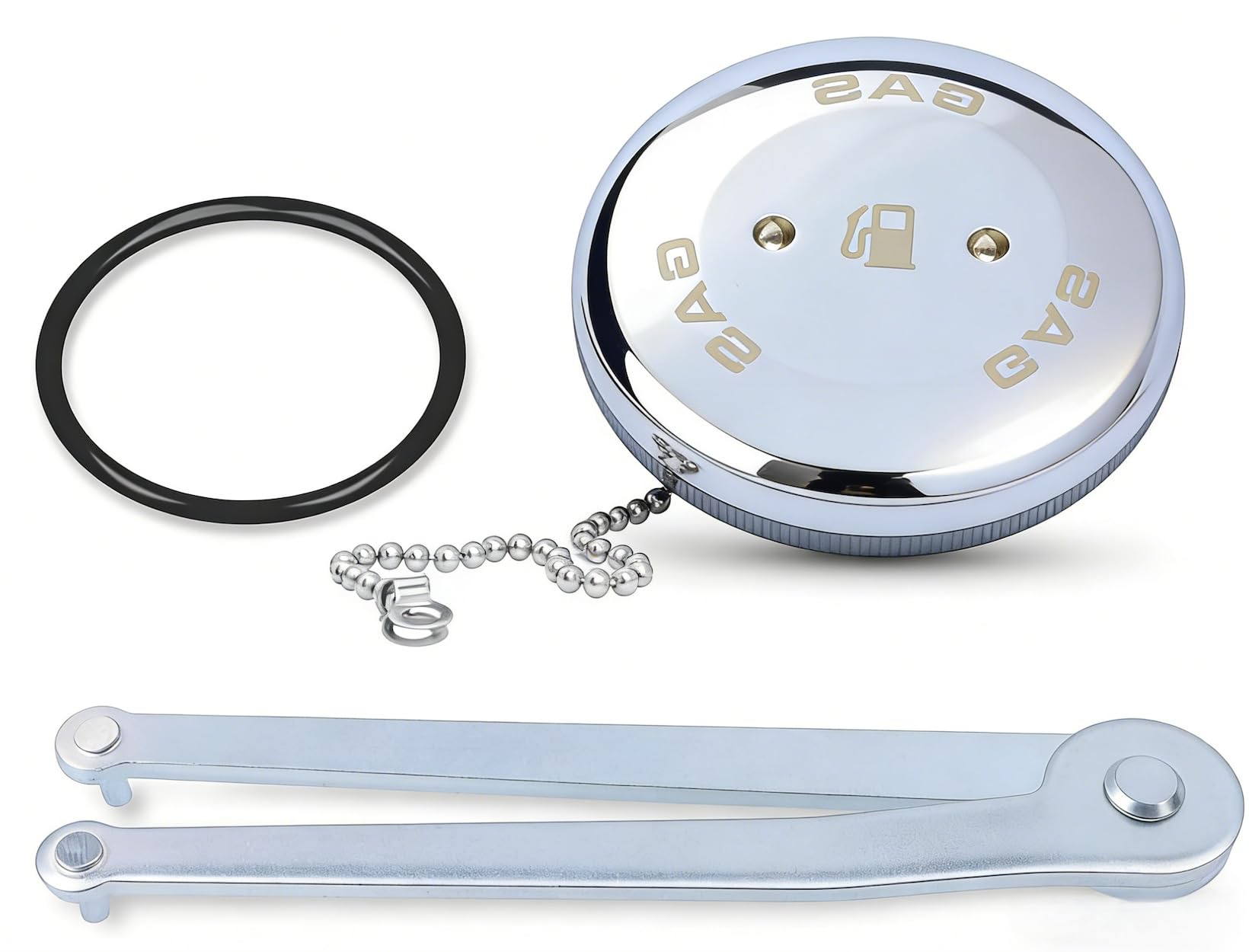 Photo 1 of 0540DPG99A Ship Fuel Cap Replacement, Universal 2" Fill Port / 1-1/2" NPT Thread Fuel Cap Replacement, Spare Gas Cap With Chain and Key