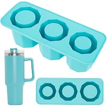 2Pcs Ice Cube Tray for Tumbler Cup, Silicone Ice Cube with Lid and Store Box for Making 3 Hollow Cylinder Ice Cube Molds, Reusable Large Ice Cube Trays with Lid for Freezer Blue