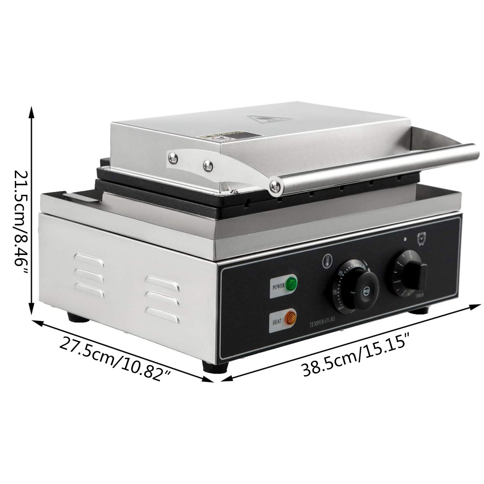 Urządzenie do opiekania kanapek, komercyjny ekspres do kanapek, 1500 W, prasa do chleba, tostera, opiekacza kanapkowego z termostatem i timerem, do burgerów, piekarni, restauracji