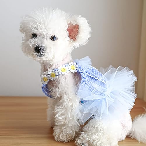 Miniatura 5 de Ropa para perros pequeños, niñas, lindos vestidos de tutú florales con lazo de Pascua, vestido de princesa, ropa para mascotas, trajes de verano