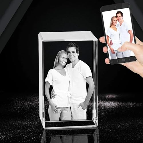 Miniatura 7 de jfs Marco de fotos de cristal grabado con láser 2D3D personalizado para fotos, padre, mamá, novia, ella, él, novio, cumpleaños, aniversario (2.0 x