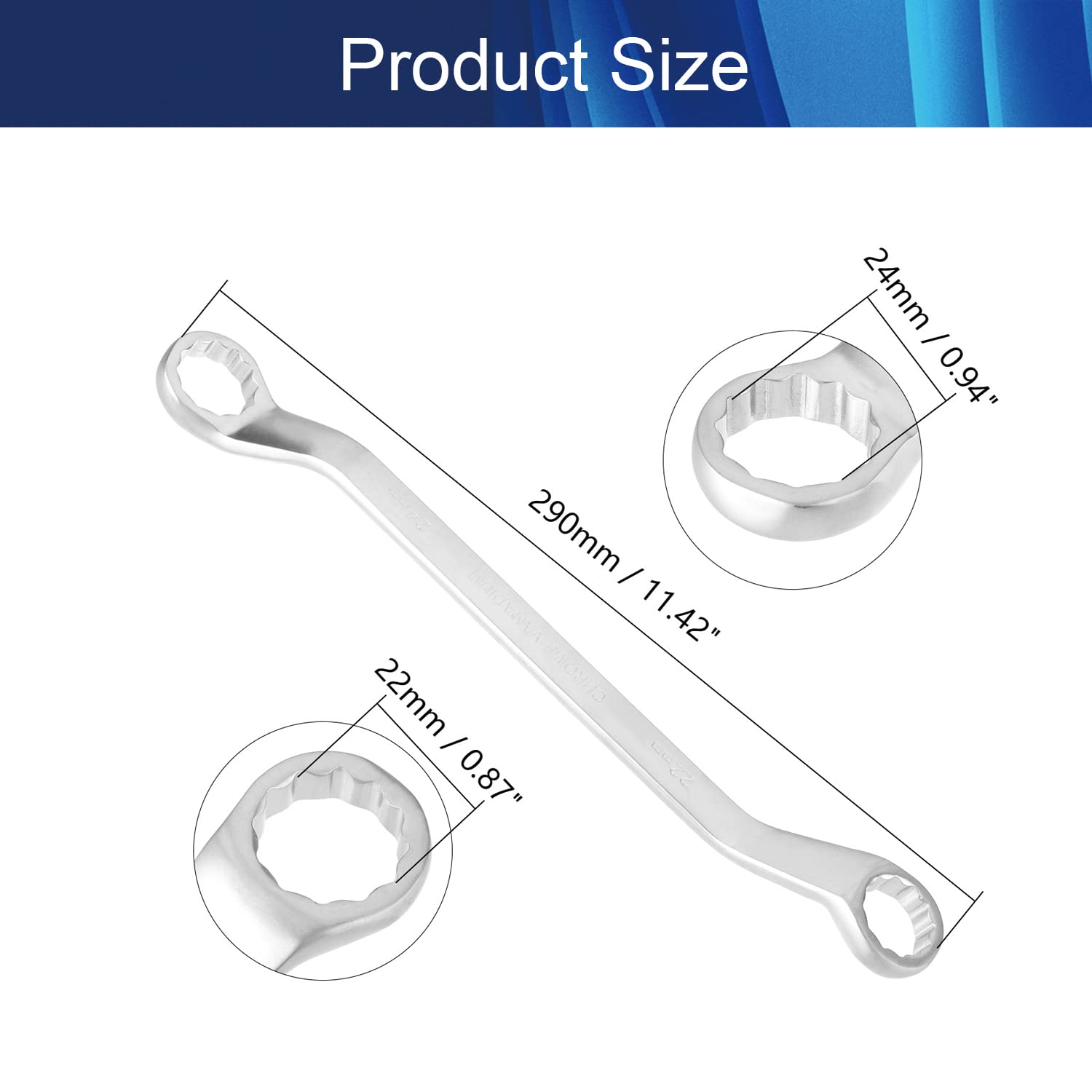 Hegebeck Reversible Torx Wrench Offset Double Box End Ratcheting Wrench Car Repair Tool for Automotive Home Household DIY 22-24mm