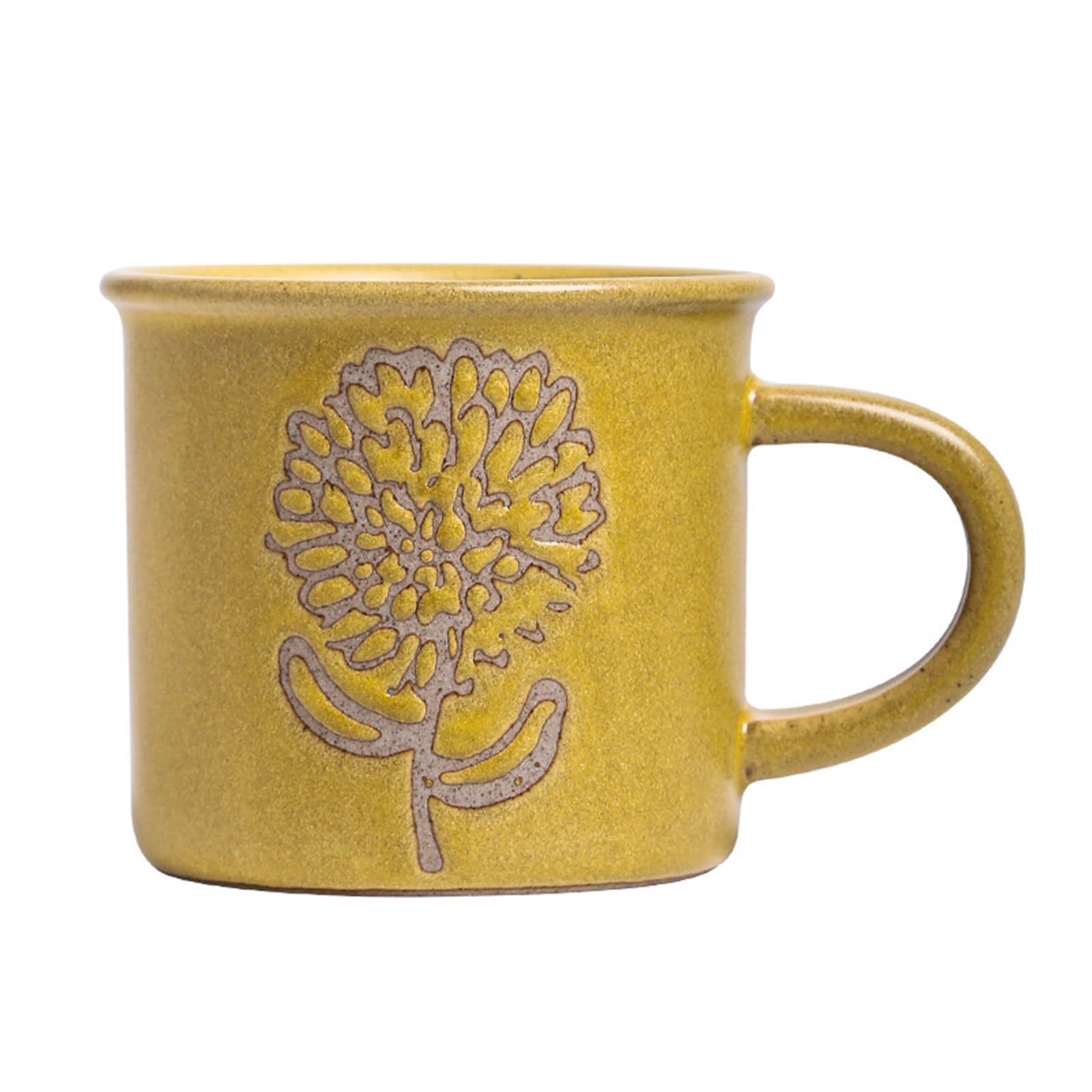 HLHLOP777 Coffee Mugs Medium-sized Stoneware Coffee Mug with Vintage Chrysanthemum Pattern and Hand-painted Coffee Cup