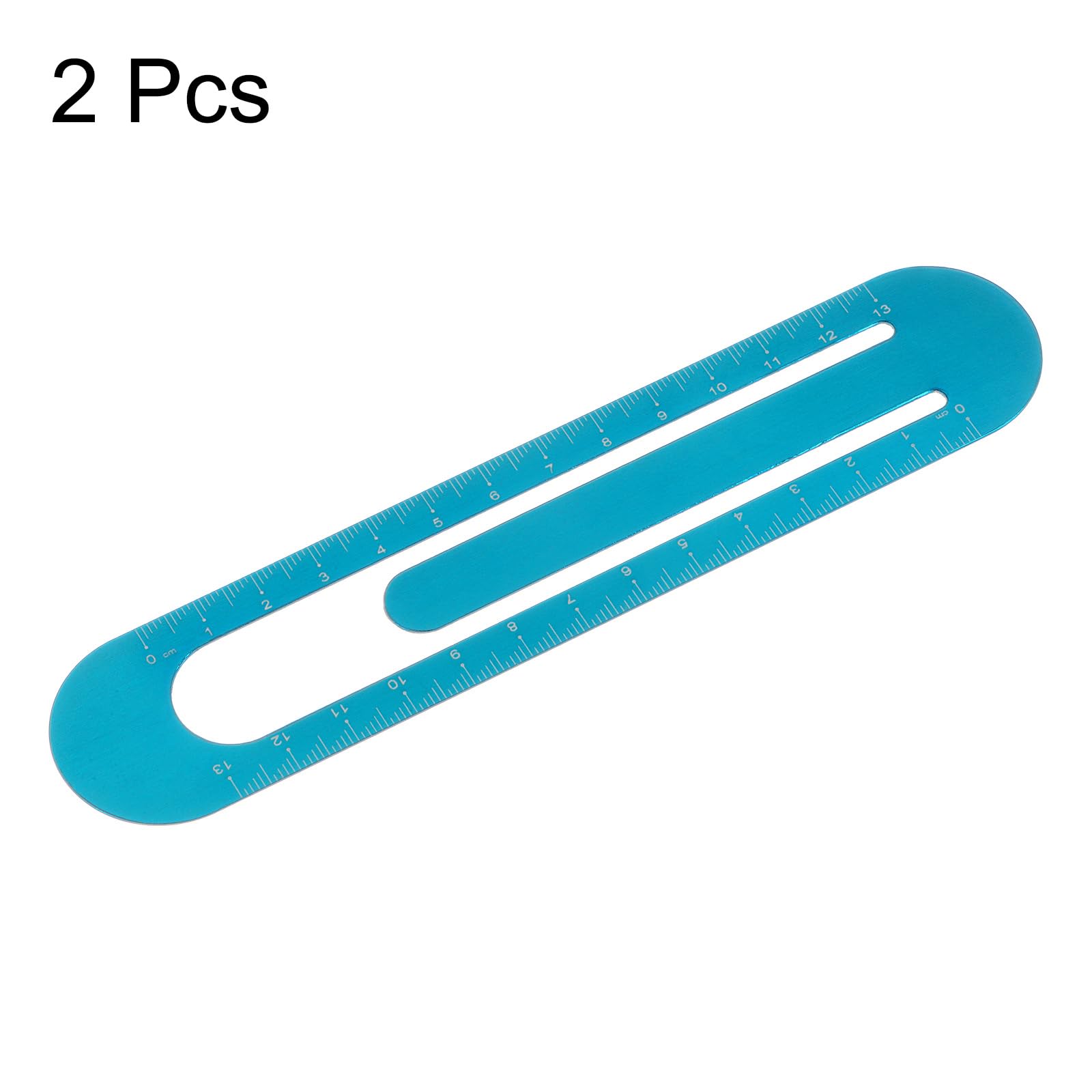 HARFINGTON 2 reglas rectas de 13 cm, regla métrica de clip de metal de aleación de aluminio en ambos lados, herramienta de escala de medición para medición, estudio, lectura, aula, oficina, azul