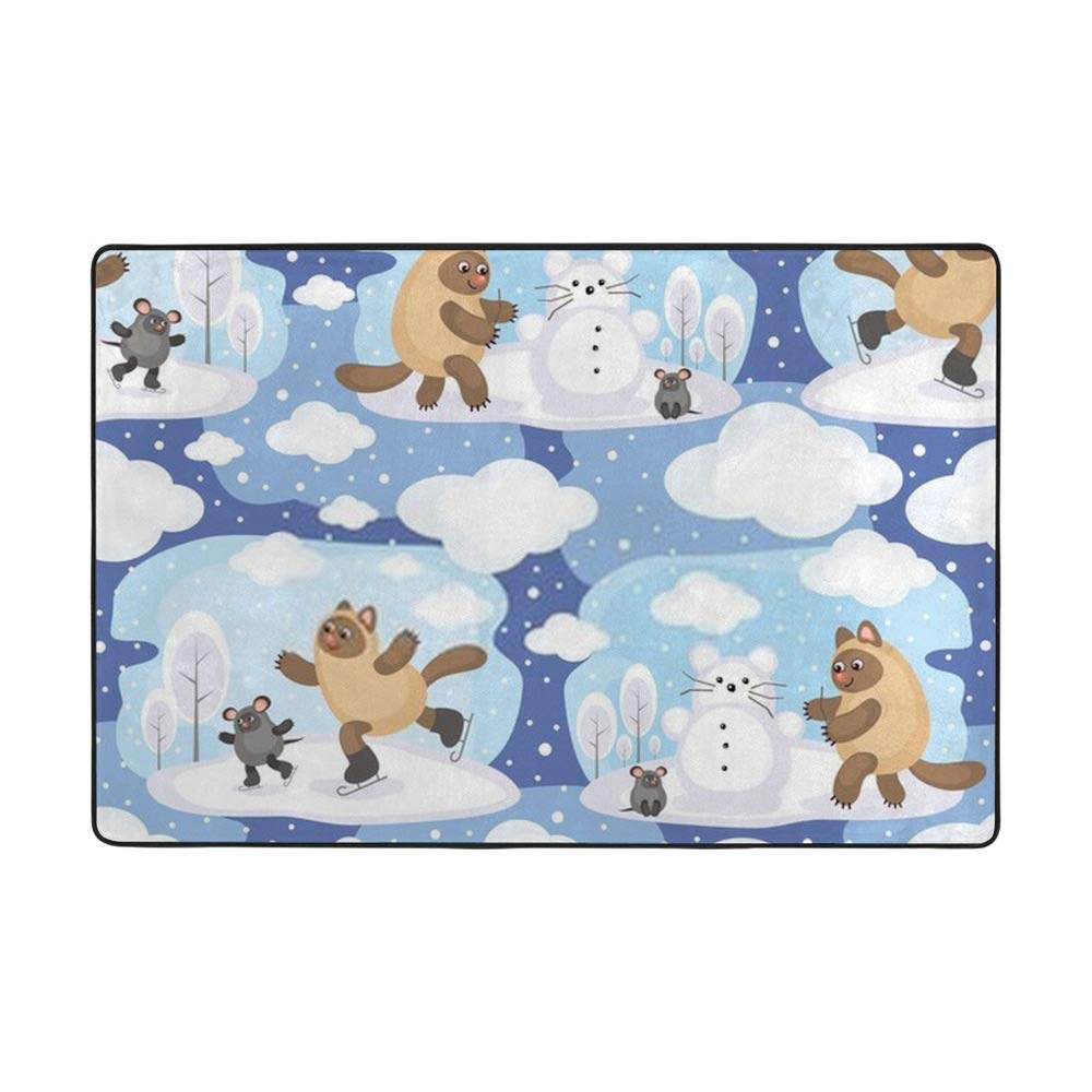 Tapis amusant chat et souris Ruchen moelleux en velours de 160x122 cm