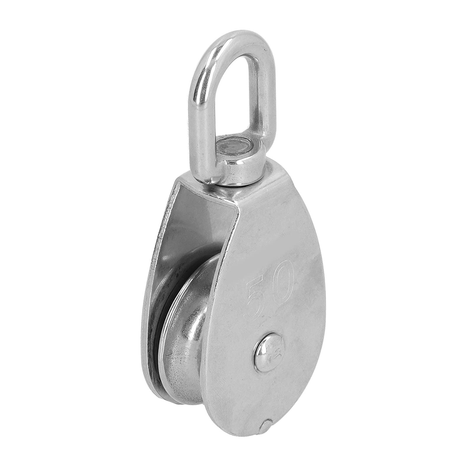 Set di 2 pulegge in acciaio inossidabile, gancio di sollevamento per funi metalliche resistenti con anello rotante a 360°, ruota di traino durevole M50 per sartiame e sollevamento carichi pesanti