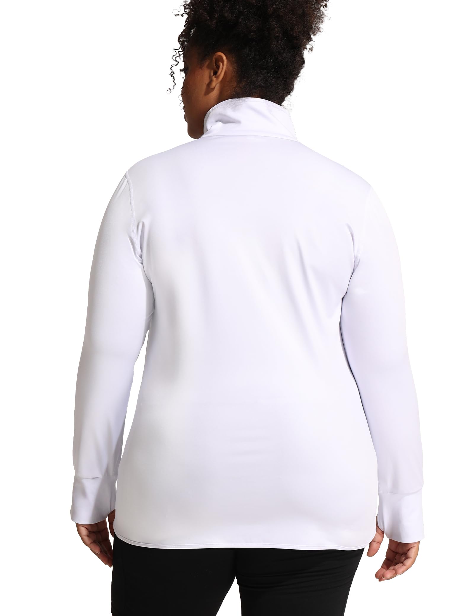 COOTRY Women's Plus Size Athletic Jackets Zip Up Lightweight Workout Running Track Jackets with Thumb Holes White 2XL