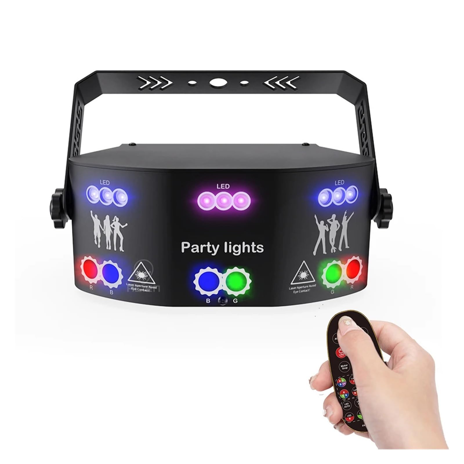 Bühnenbeleuchtung, 15 EYE RGB Disco DJ Beam Lichtprojektor Remote Strobe Bühnenbeleuchtung Effekt Weihnachtsfeier Urlaub Halloween Lichter(9 Hole RGB Laser)