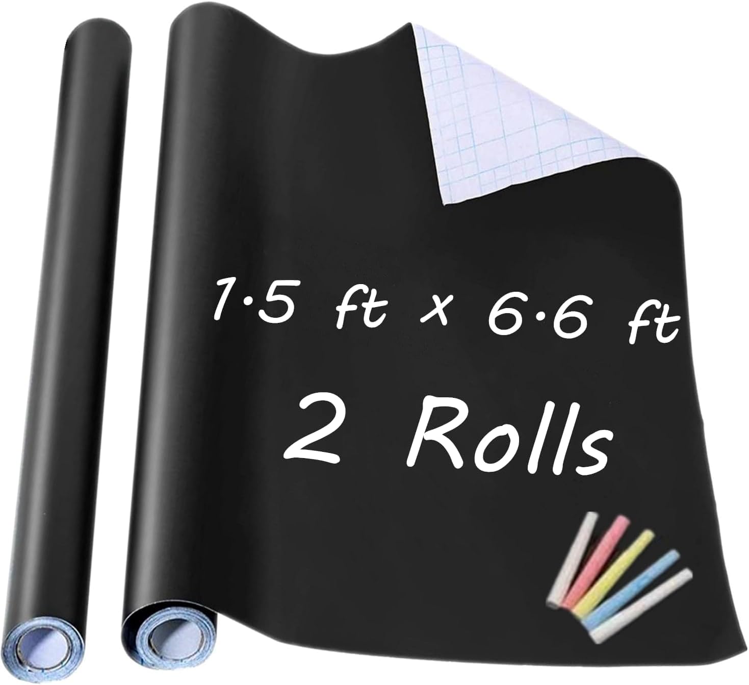 Chalkboard Wall Sticker 2 Rolls 18" x 79" Wallpaper Peel and Stick Chalk Board Contact Paper DIY Decal Adhesive Blackboard Removable Erasable Vinyl for Wall,Bonus 10 Chalks (2 Rolls 1.5ft.x6.6ft.)