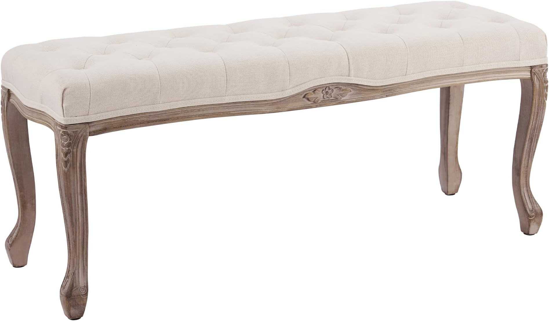 VONLUCE French bench40, 44 x 13.6 x 19 in, Beige-44 X 13.6 X 19 in