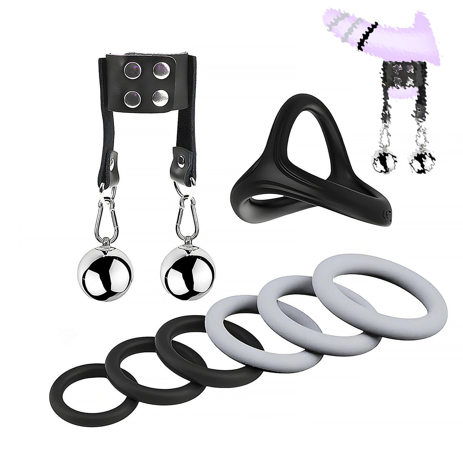 Appareil d'étirement suspendu en acier inoxydable pour homme, avec 7 accessoires légers - frhlH005 (A-Gris, 45MM)
