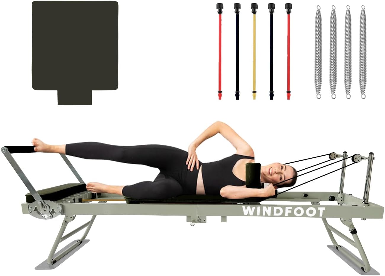 Foldable Pilates Reformer Machine, Quick-Assembly Studio Grade Pilates Reformer for Home and Gym, Pilates Equipment with Adjustable Resistance, Jump Board and Accessories