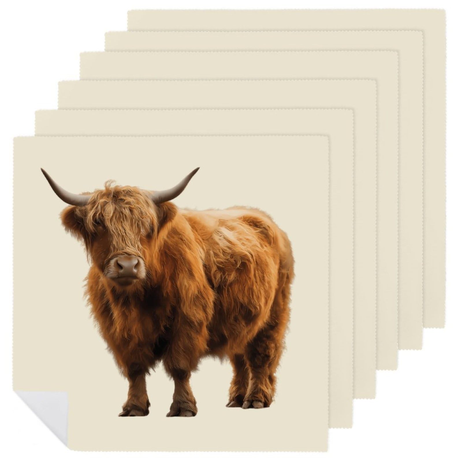 Servilletas de tela de alta calidad con diseño de vaca de las Tierras Altas para hoteles
