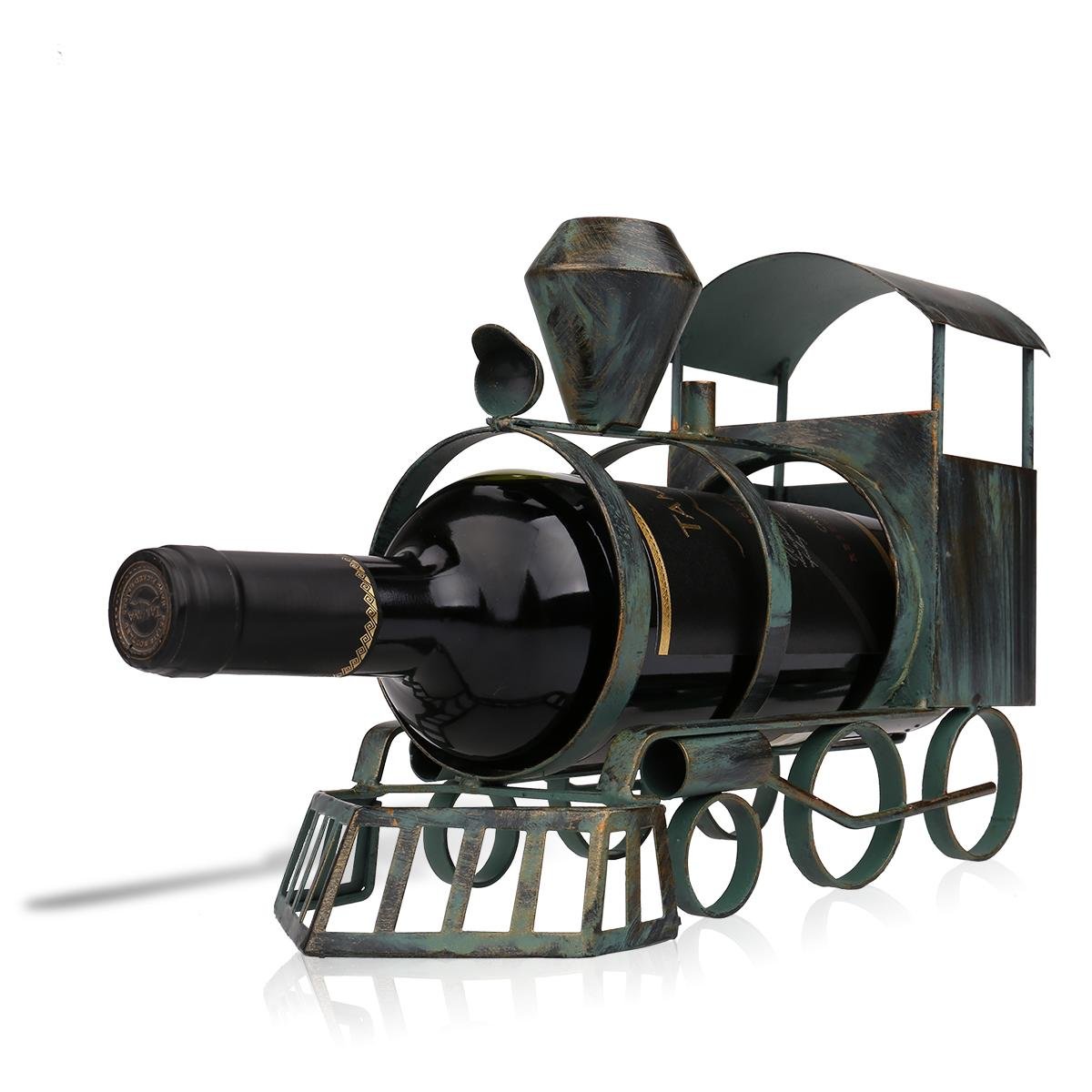 YUXI8541NO Wine Rack Train Wine Bottle Holder Iron Art Creative Metal Wine Rack Classic Craft Bottle Stand Figurines Decoration Wine Holder (Color