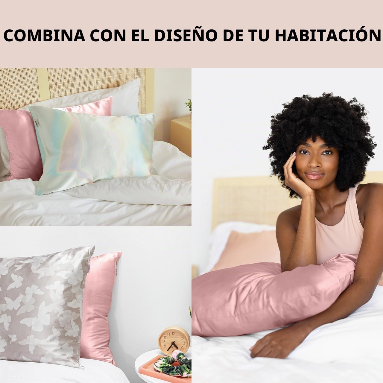 Kitsch Funda de Almohada refrescante de 100% satén con Cremallera, más Suave Que la Seda, Ideal para el Cabello y la Piel (King, 2 Paquetes, Rubor)