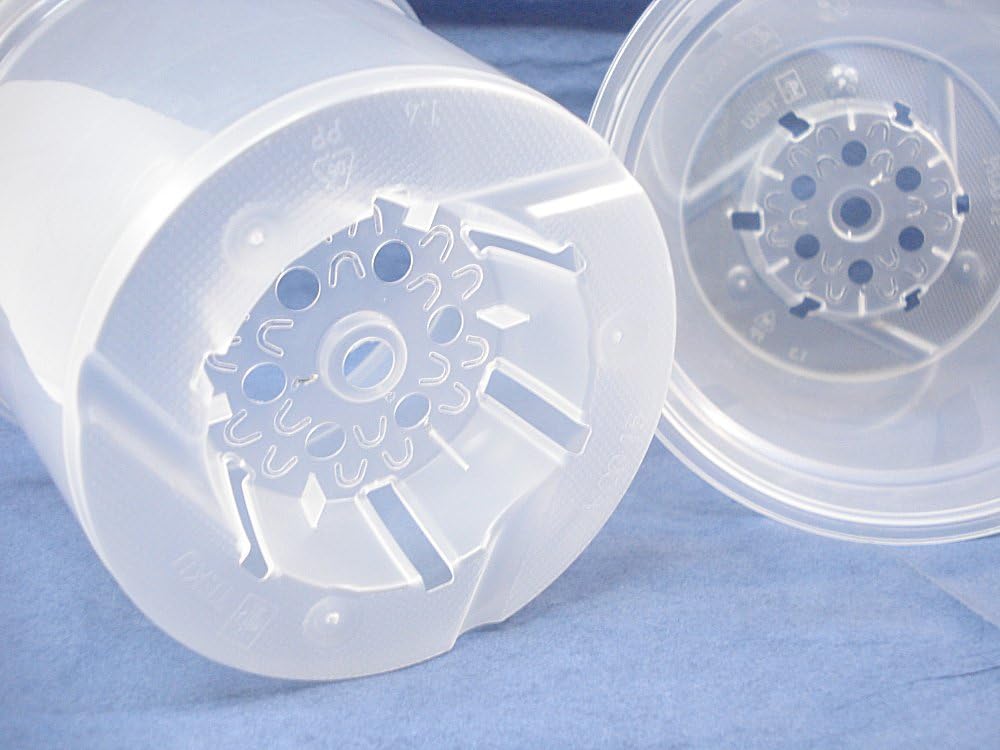 Clear Plastic Teku Pot for Orchids 6 inch Diameter - Quantity 4