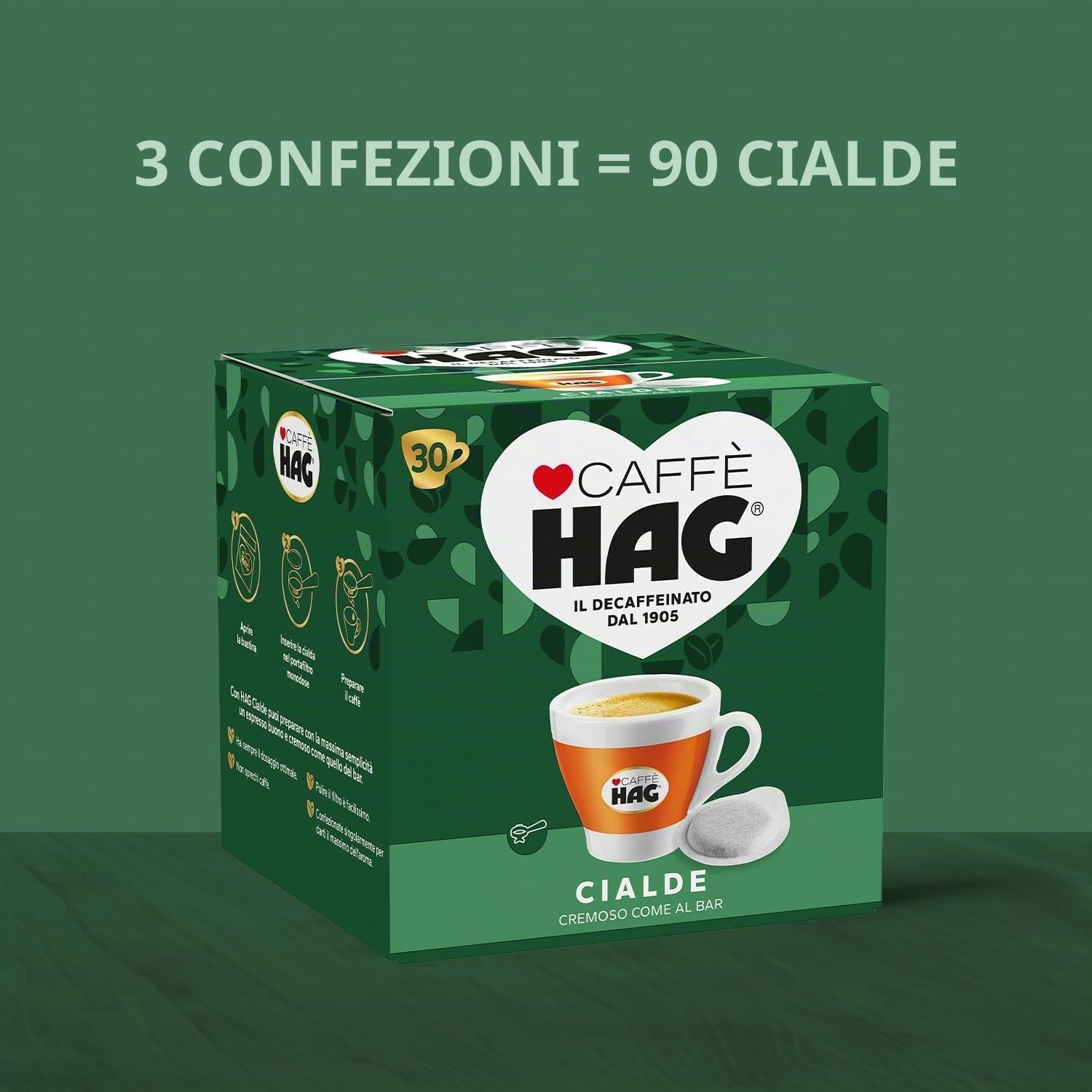 Italian Gourmet Hag Entkoffeinierte Kaffeepads 6x30 Stück 180 Pads 1,26kg