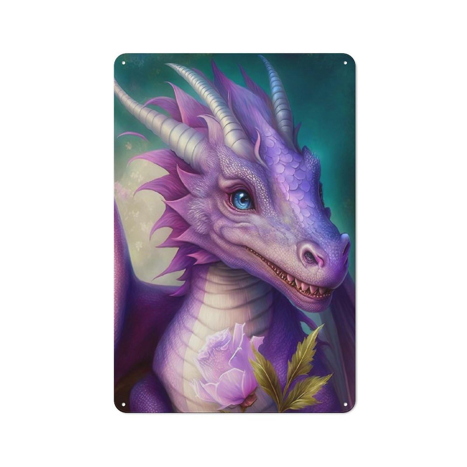 Junmoney Style-22 Metal Plaque 30X20cm With The Dragon Miorath For Hallway Wall, Rustic Decor, A Metal Wall Feature For Hallways And Entrance Areas