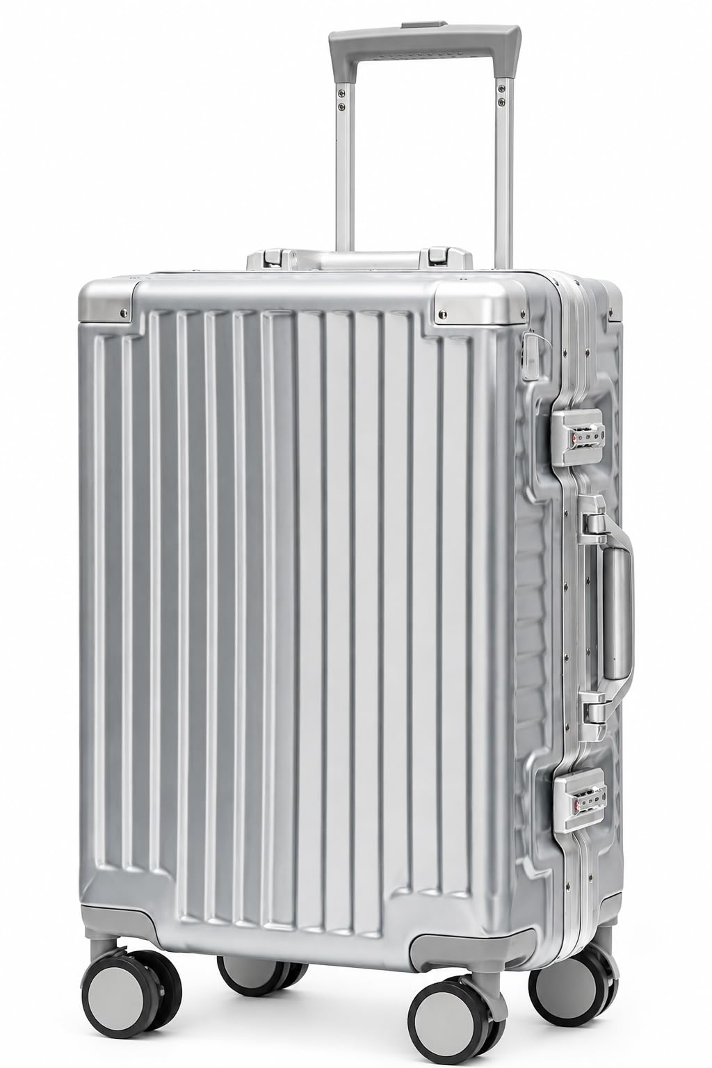 wandernation Astra Pro 20" Cabin Trolley Bag Aluminum Frame Hard Shell Polycarbonate ZIPLESS Suitcase with TSA Lock, USB Charging Port, Cup Holder & 8 Silent Wheels (Silver)-picture-13