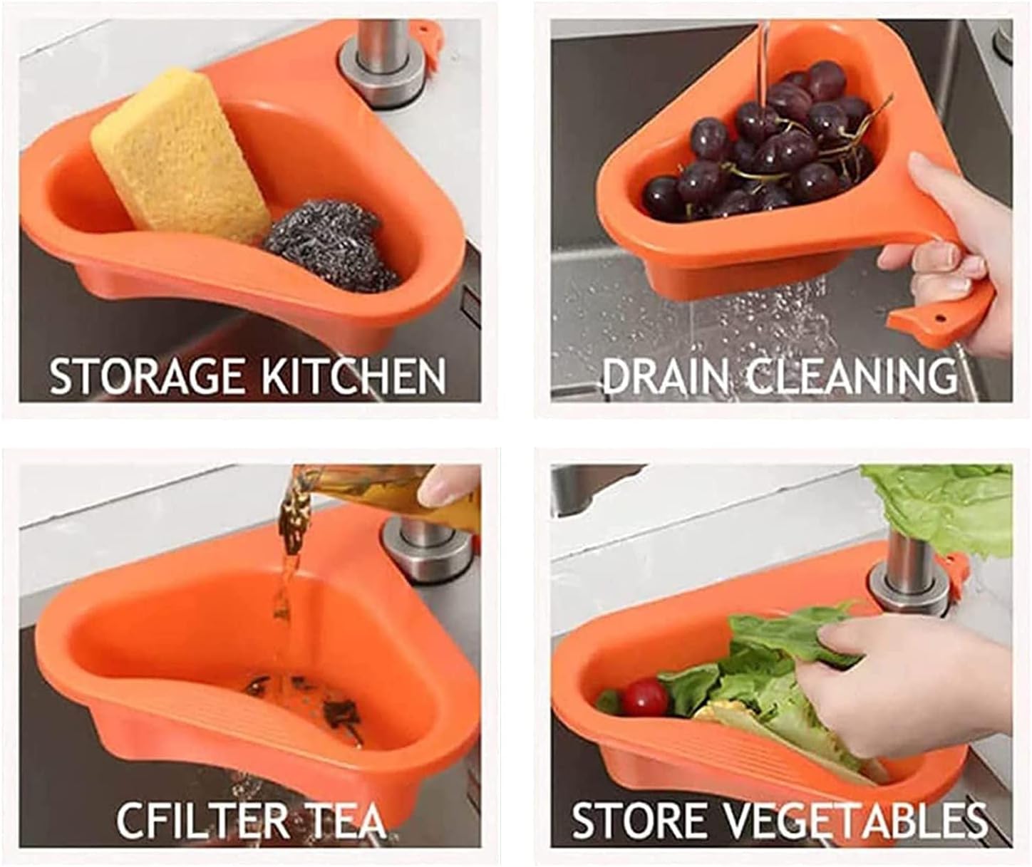 Kitchen Sink Strainer for Kitchen-2-pack multifunction sink drain basket Swan Drain Basket Sink, Corner Kitchen Sink Drain Rack, Multifunctional Kitchen Triangle Sink Filter (Blue)