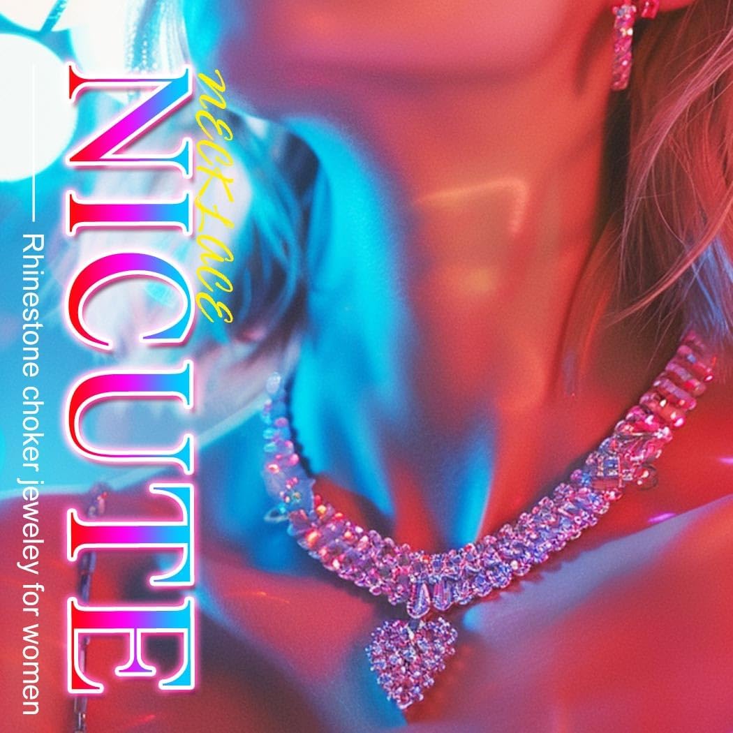 Nicute Rhinestone Y-Necklace Jewelry Star Long Choker Necklace Sparkly Crystal Festival Necklace Chain for Women - Image 2