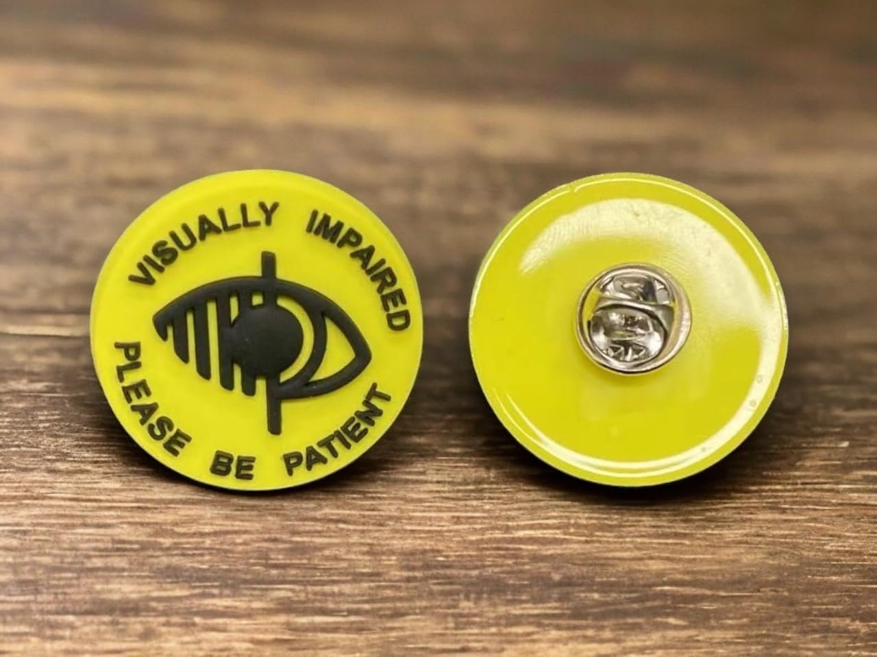 Visually Impaired - Please Be Patient with Me Lanyard/Badge Holder & Mathcing Visual 3D Effect Pin Badge, Yellow - Image 2