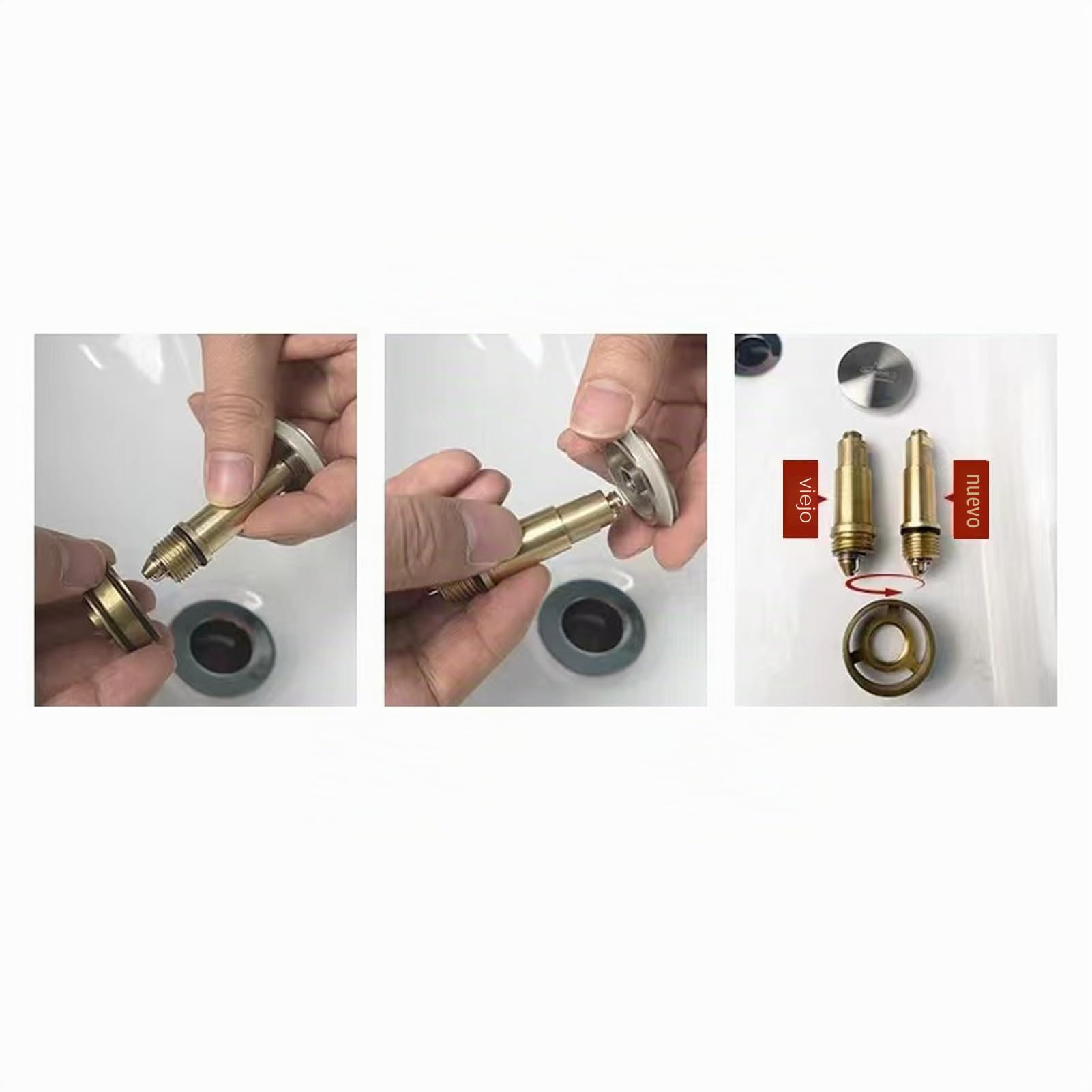 2 Piezas latón de Recambio para desagüe de Lavabo,tapon Lavabo Click clack,Tornillo de Tapón con Mecanismo de Resorte para Fregadero,Repuesto Lavabo y Bañera