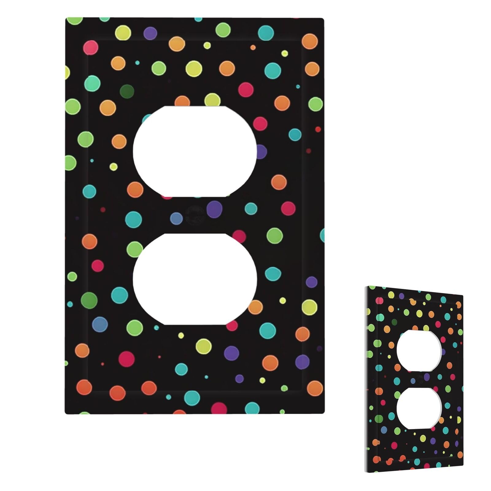 Black Polka Dot Background Wall Plate Cover Modern Decorative 1 Gang Light Switch Cover Unbreakable Receptacle Outlet Covers For Living Room Bedroom Home Decor Duplex