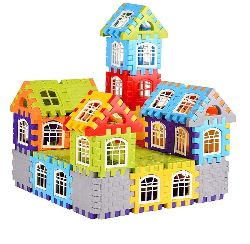 Anshri My Happy House Building Blocks Toys for Kids, Boys & Girls with Attractive Windows and Smooth Rounded Edges (Multi, 72 Blocks + 35 Windows, for Age 3+ Years)-picture-21