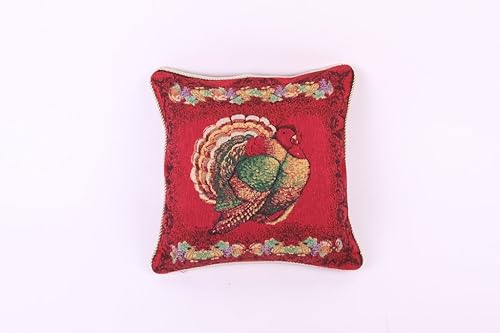 Violet Linen Happy Thanksgiving - Patrón de tapiz de cosecha de otoño, tapiz tejido de algodón de poliéster, color borgoña, 18 x 18 pulgadas,