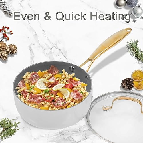 Miniatura 7 de AUDANNE Juego de 9 ollas y sartenes antiadherentes, utensilios de cocina antiadherentes, sartenes de cocina incluyen sartén con tapa, cacerola,