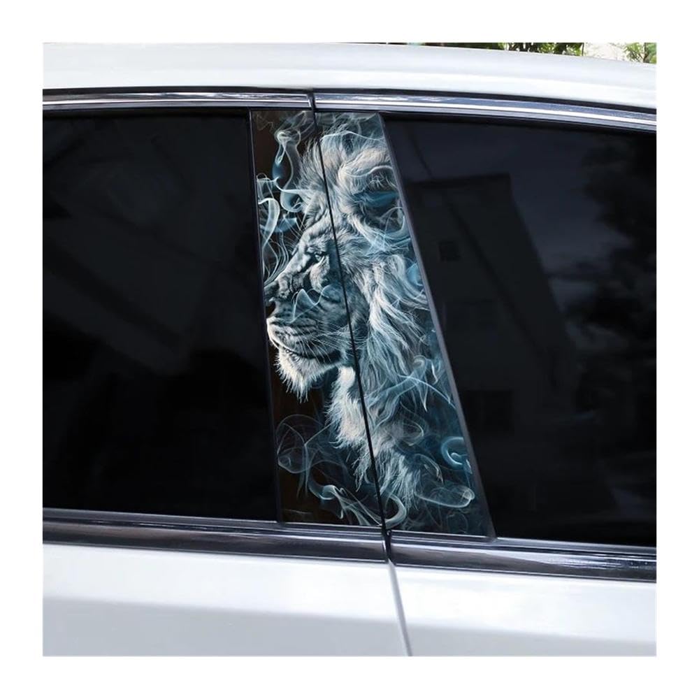Decorative Items 2pcs Blue Eyes Wolf Car B-Pillar Sticker DIY Car Center Column Decal Waterproof(L)