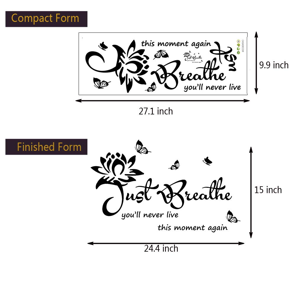 Pegatinas de pared de vinilo para decoración de pared para sala de estar, yoga, relajante, guardería, casa, cita inspiradora, simplemente respirar, decoración del hogar.