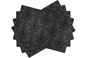Gothic Horror Skulls Printed Halloween Placemats Set of 4